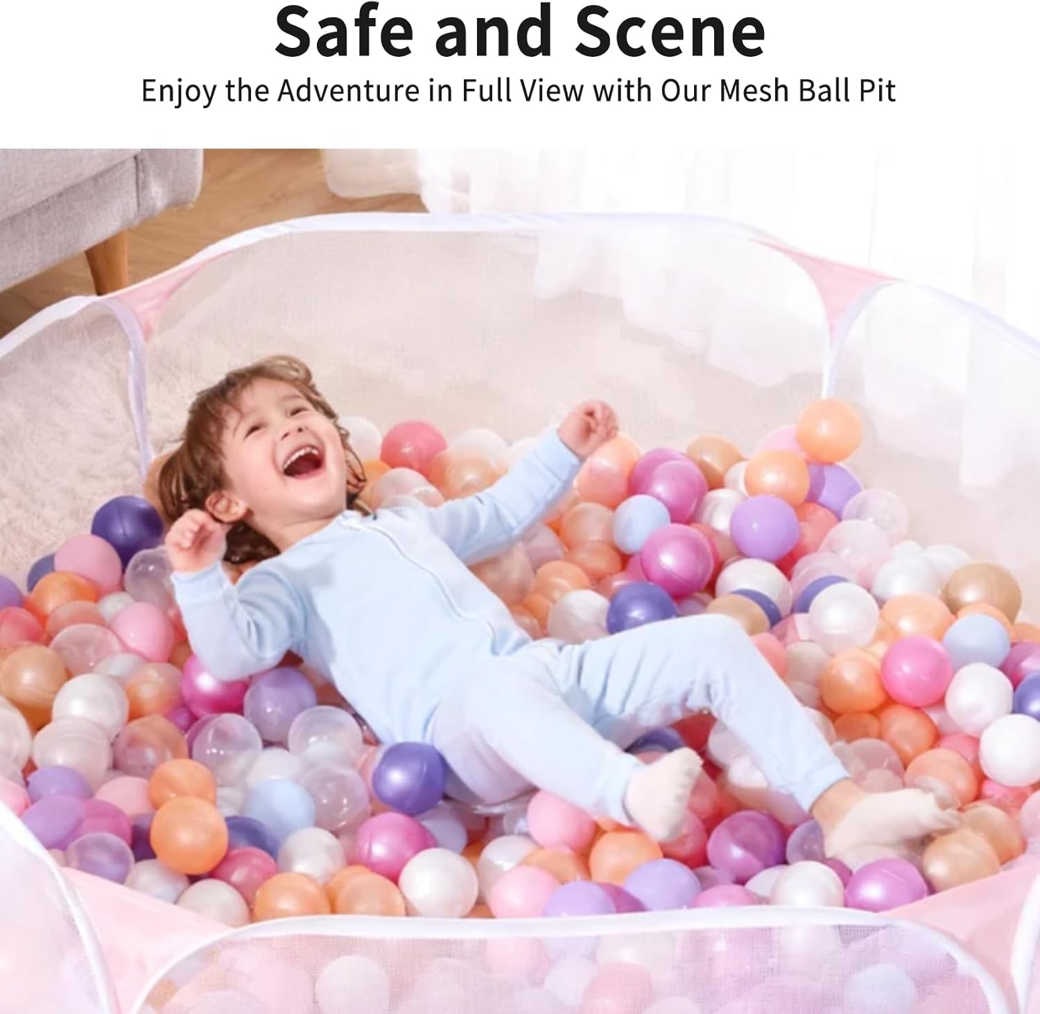 Kids Ball Pit Large Pop Up Children Ball Play Tent for Toddlers Girls Boys for Indoor Outdoor Baby Playpen with Carry Tote, Balls Not Included (Pink)…