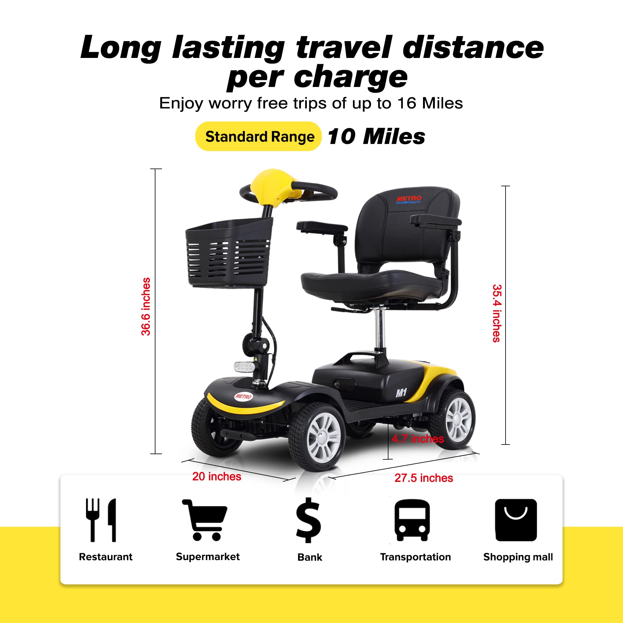 Metro Mobility Compact Travel Electric Powered Mobility Scooter for