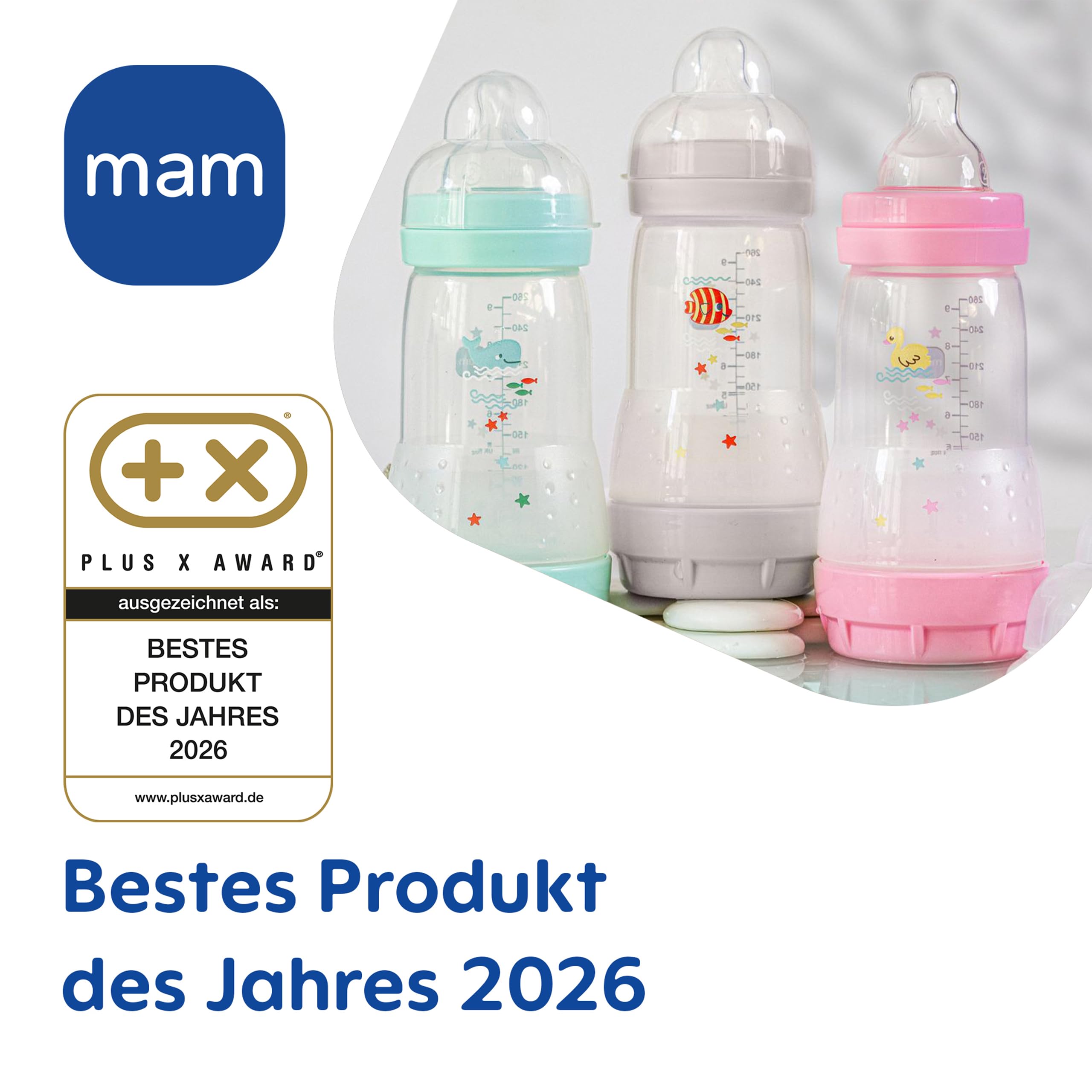 MAM Easy Start Anti-Colic Neugeborenen-Set | 0+ Mon | Babyflaschen-Set | 94% Akzeptanz & 96% Hebammen-Empfehlung | 80% weniger Koliken | 4 Trinkflaschen, 1 Original Schnuller & 1 Soft Brush | mint