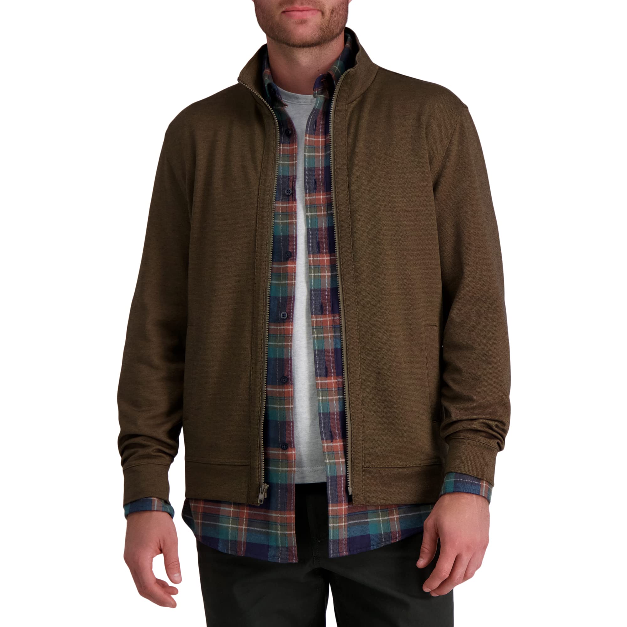 Haggar Camisa de Manga Larga Con Cremallera Camisa Hombre