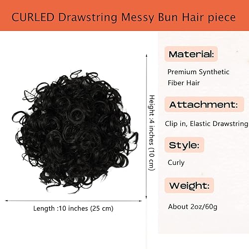 Miniatura 2 de Fannace Extensiones de cabello sintético para mujer, con cordón elástico, suelto, ondulado, rizado, coletero, extensiones de cabello sintético para