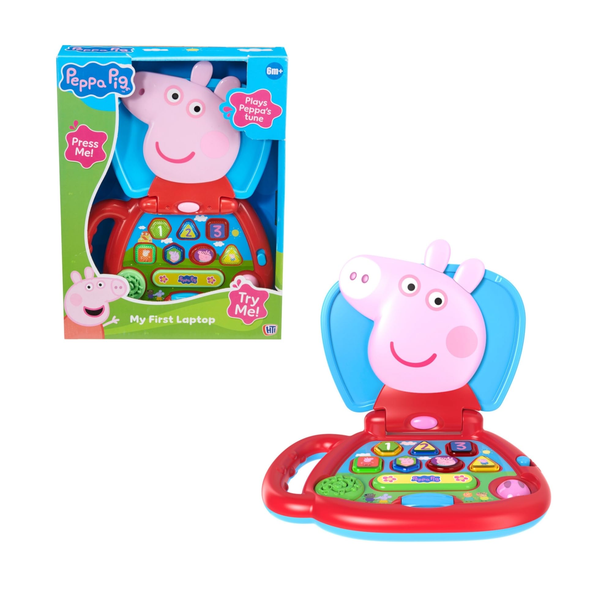 Peppa Pig My First Laptop | Interactive Learning Toy for Toddlers with Lights Sounds & Music | Includes Peppa Theme Tune | 14 Fun Activities & Moving Ears Feature | Educational Preschool Toy | Age 6M+