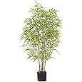 Bamboo Tree Artificial 5FT, Artificial Bamboo Tree with Real Trunk and Lifelike Leaves, Faux Bamboo Plants for Home Decor Indoor, 1 Pack
