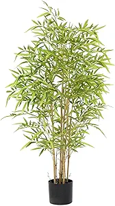 Artificial Bamboo Tree, 4FT, Real Trunk, Lifelike Leaves, Indoor/Outdoor, 1 Pack
