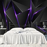 WFBHUA-3d Black Geometric Wallpaper Purple Lines Large Background Wall Mural for Bedroom Living Room (No Peel and Stick)