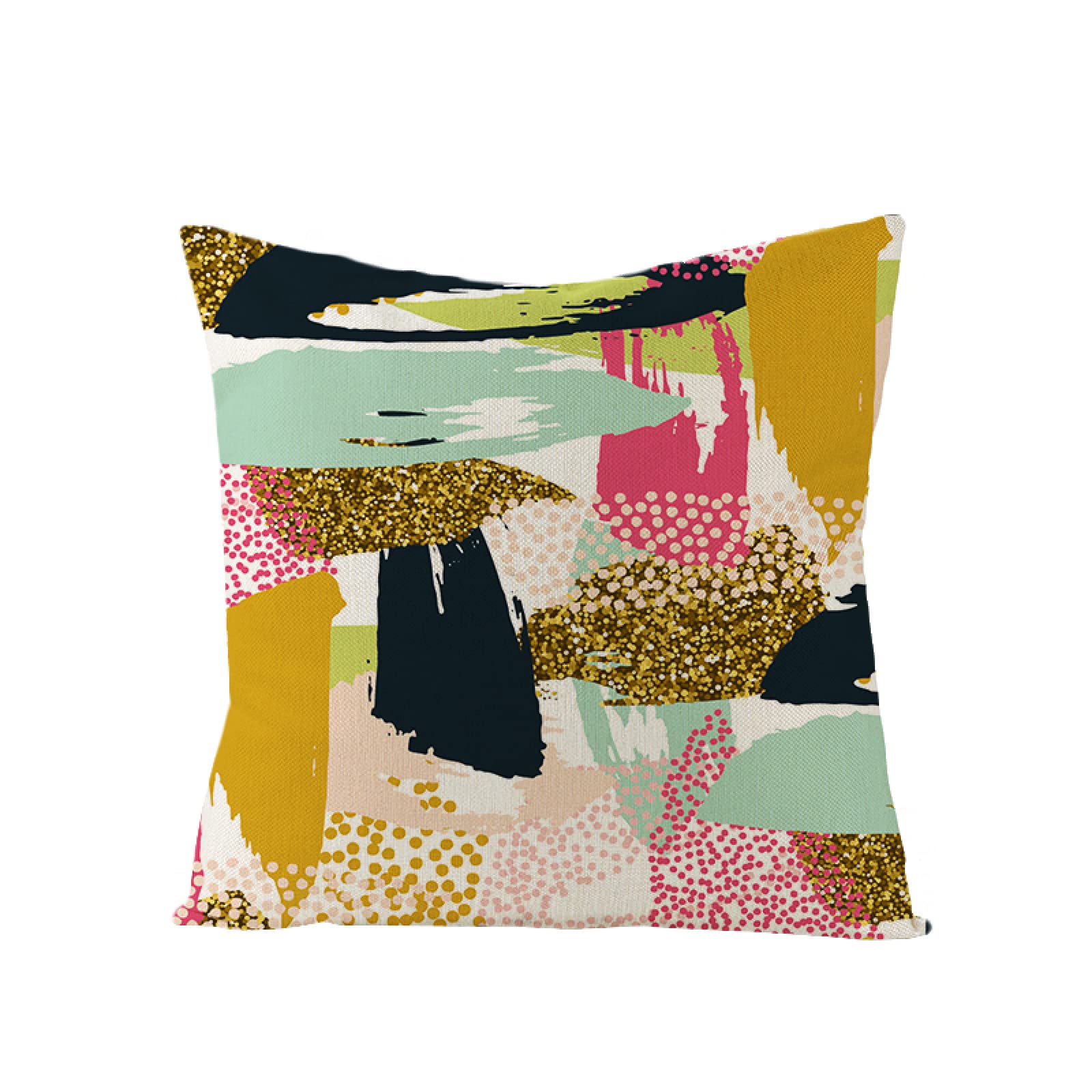 Sofa Fundas Cojines 60x60 Pack de 4 Cuadrado,Funda de Almohada Lino con Cremallera Invisible,Funda de Cojín Decoración para Hogar Sala Cama Jardín Silla Coche-geometría