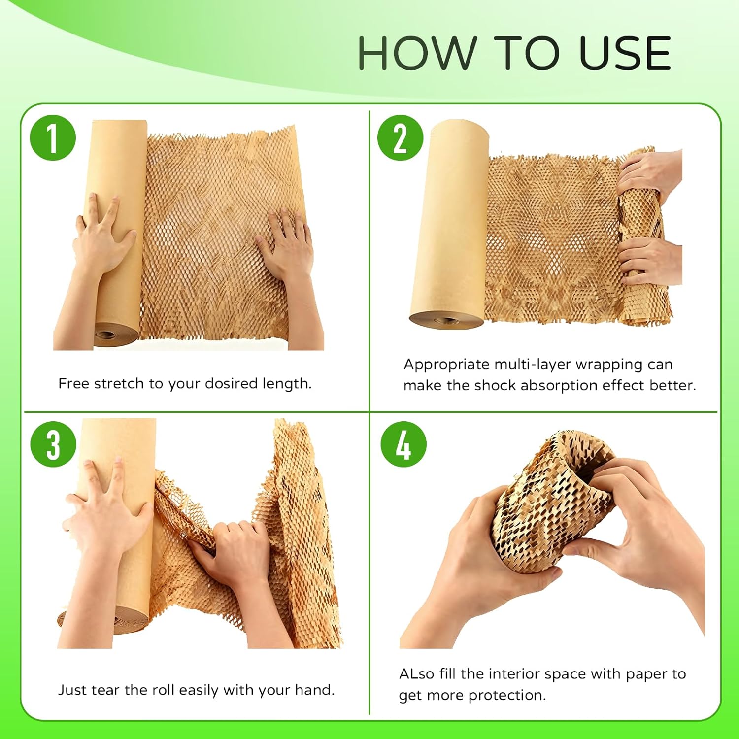 12Inch x 1200Inch Honeycomb Moving Packing Paper Sheets Sustainable Alternative to Bubble Cushioning Wrap for Shipping Box Protective Roll
