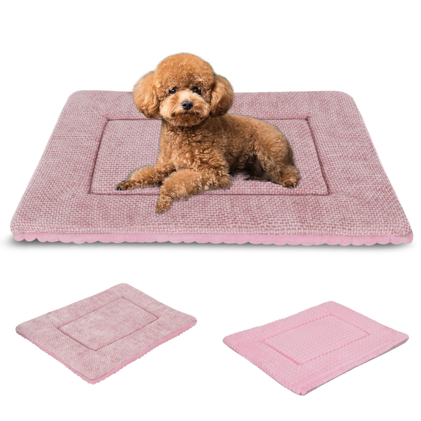 Vejaoo Hundebett, Waschbar Hundekissen flauschig Hundematte, Umkehrbar Weiche und Warme Hundematte für klein mittel große Hunde XZ016