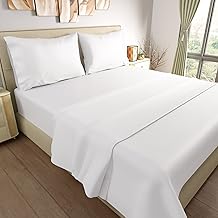 Purity Home Queen White, 100% Cotton Sheet Set, 400 Thread Count, Wrinkle-Free, Soft Sateen Hotel Quality Bed Sheets with Elasticized Deep Pocket, 4 Piece Cotton Bedding Set - White, Queen