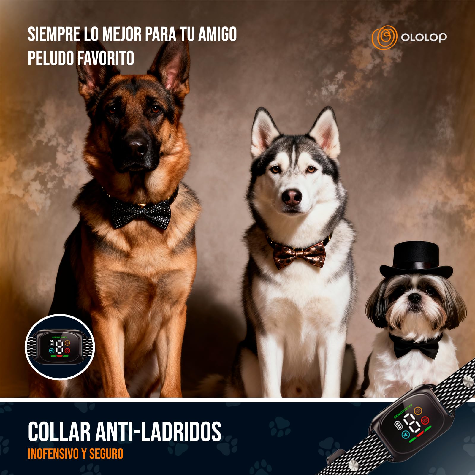 Collar antiladridos Perros |Collar adiestramiento Perros Solo vibración y Sonido | Ajustable + Sensible al ladrido | Perros pequeños y medianos | Entrenamiento Humanizado | Hogar Tranquilo