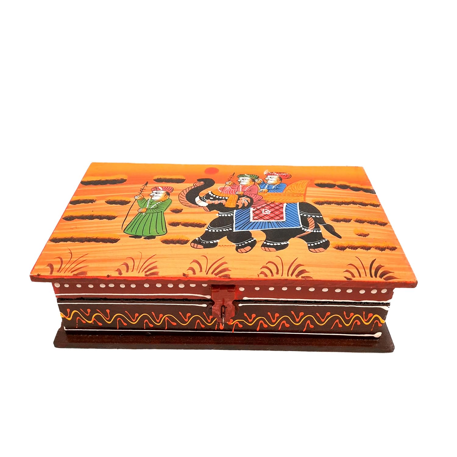 Apka Mart The Online Shop Jewellery box | Wooden Jewelry Box with Lock | Storage Box - For Dressing Table, Home & Table Decor & Gifts - (8X5) Inch (Wood, Brown)