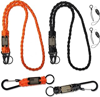 2/4PCS Heavy Duty Paracord Lanyard Keychain with USA Flag, Braided key lanyard for keys for men Long/Short Keychain