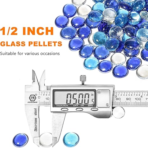 Miniatura 3 de Hisencn Cuentas de vidrio de fuego para hoguera de 12 pulgada, rocas de vidrio de fuego azul mezclado para chimenea de gas propano o natural, vidrio