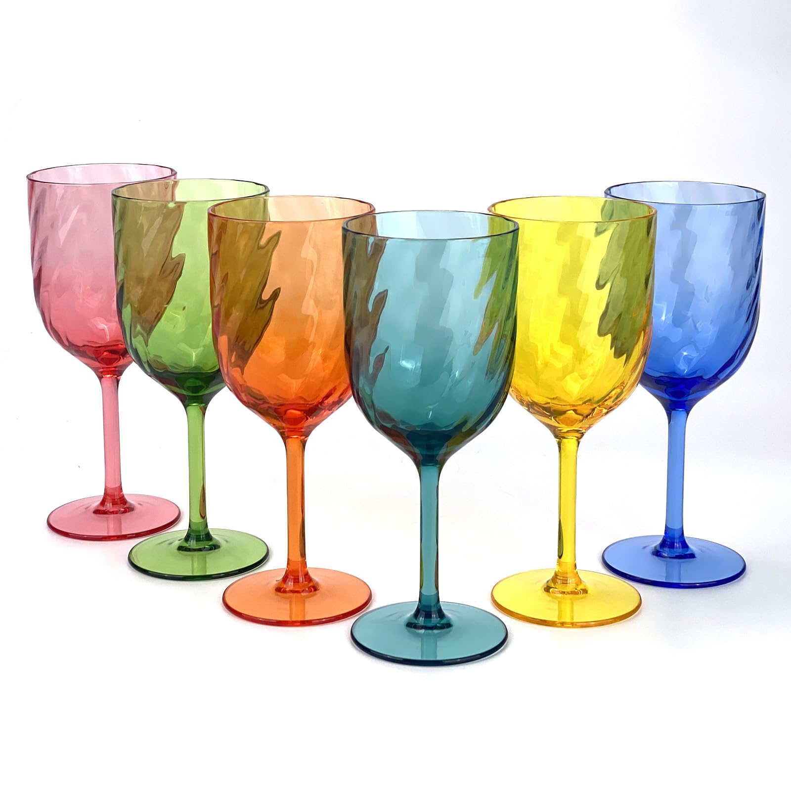 Yalin Lot de 6 verres à vin et à eau empilables incassables en plastique acrylique de 355 ml (multicolore, 440 ml)