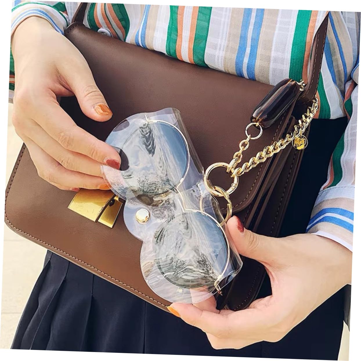 Custodia Per Occhiali Da Sole Porta Occhiali Da Sole Portatile Titolare Degli Occhiali Custodia Porta Occhiali Borsa Per Occhiali Rame Placcato Oro Transparent