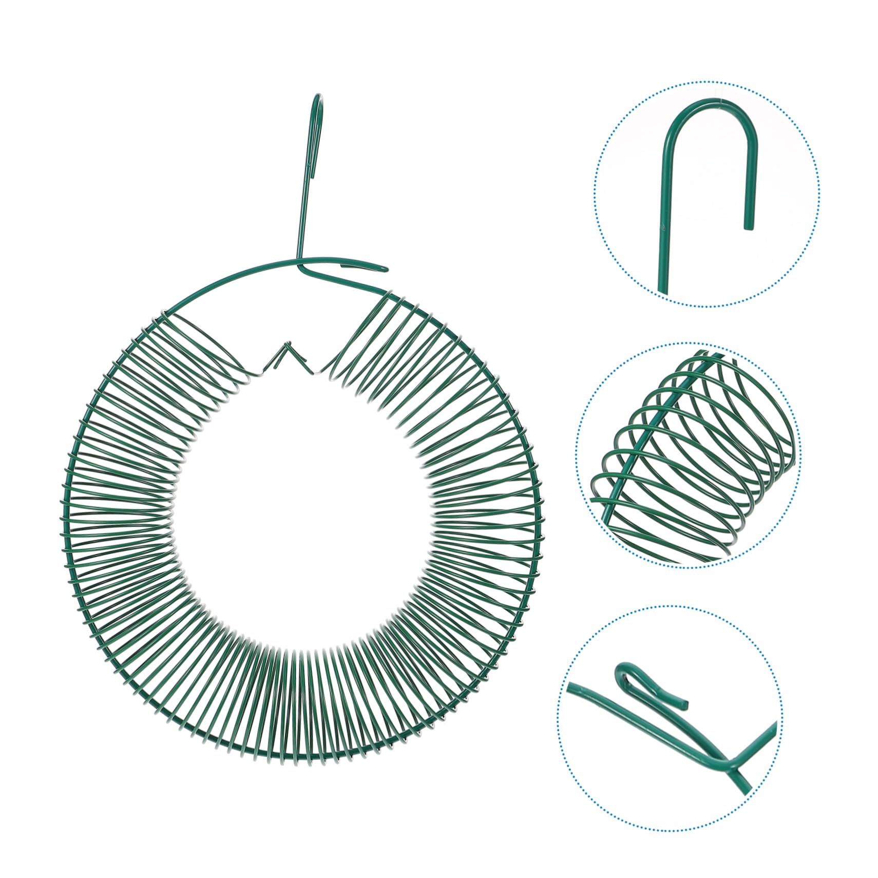 WOONEKY Mangeoire à Oiseaux Suspendue en Fer Solide Ressort De Boule Verte, Outil d'alimentation Pratique pour Jardin Extérieur, Support Alimentaire Polyvalent pour Perroquets Et Oiseaux Sauvages