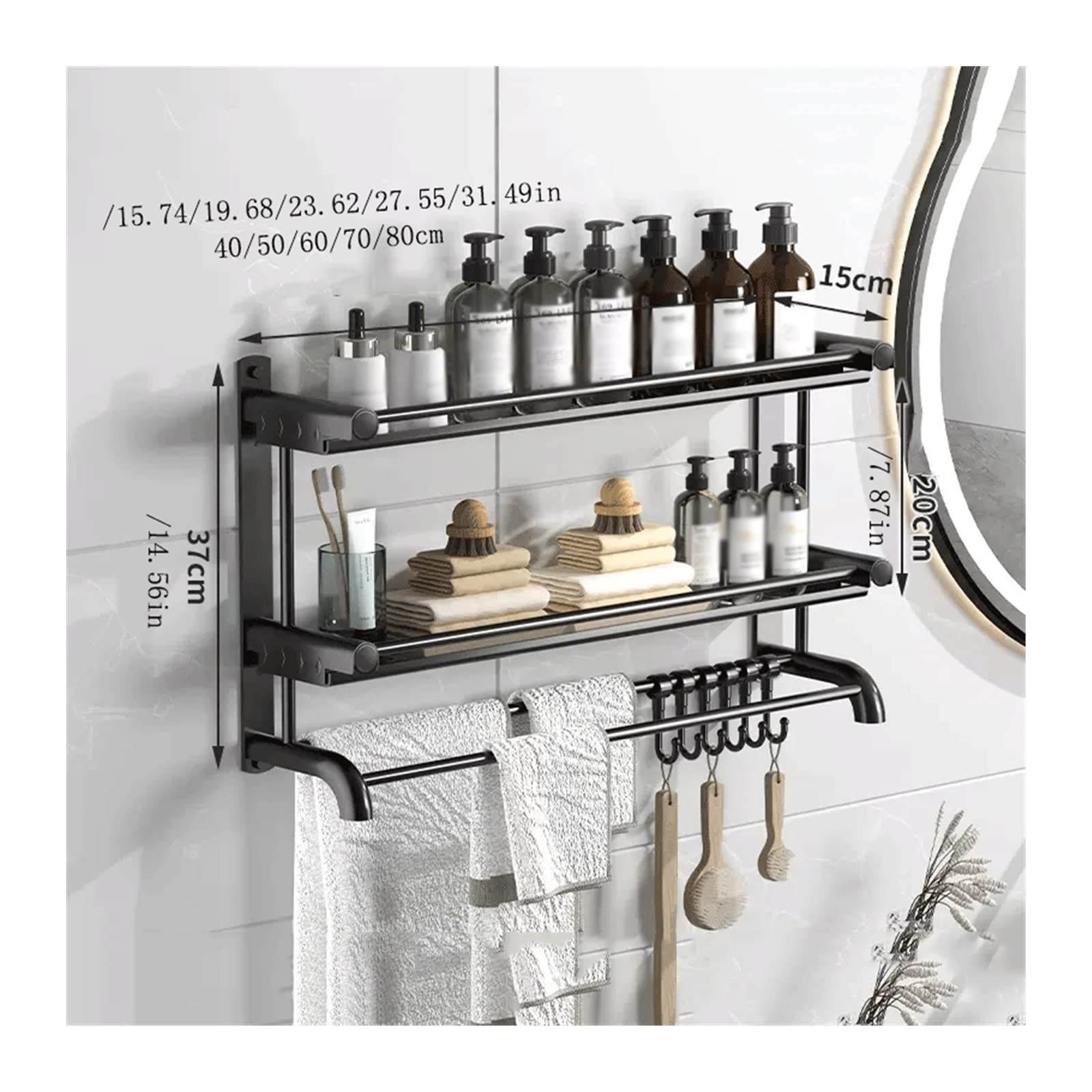 Ripiano per doccia Rack di stoccaggio Tavolo da lavaggio for WC Doppio rack semplice in metallo Organizer(50)