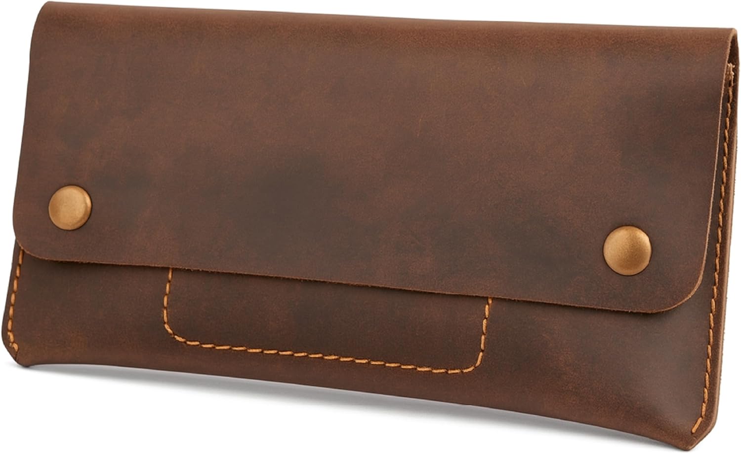 Leather Money Bag Currency Organiser Pouch, Dollar Bills Holder, Bills Organizer with Mobile Pocket, Money Envelope For Men and Women (Brown)