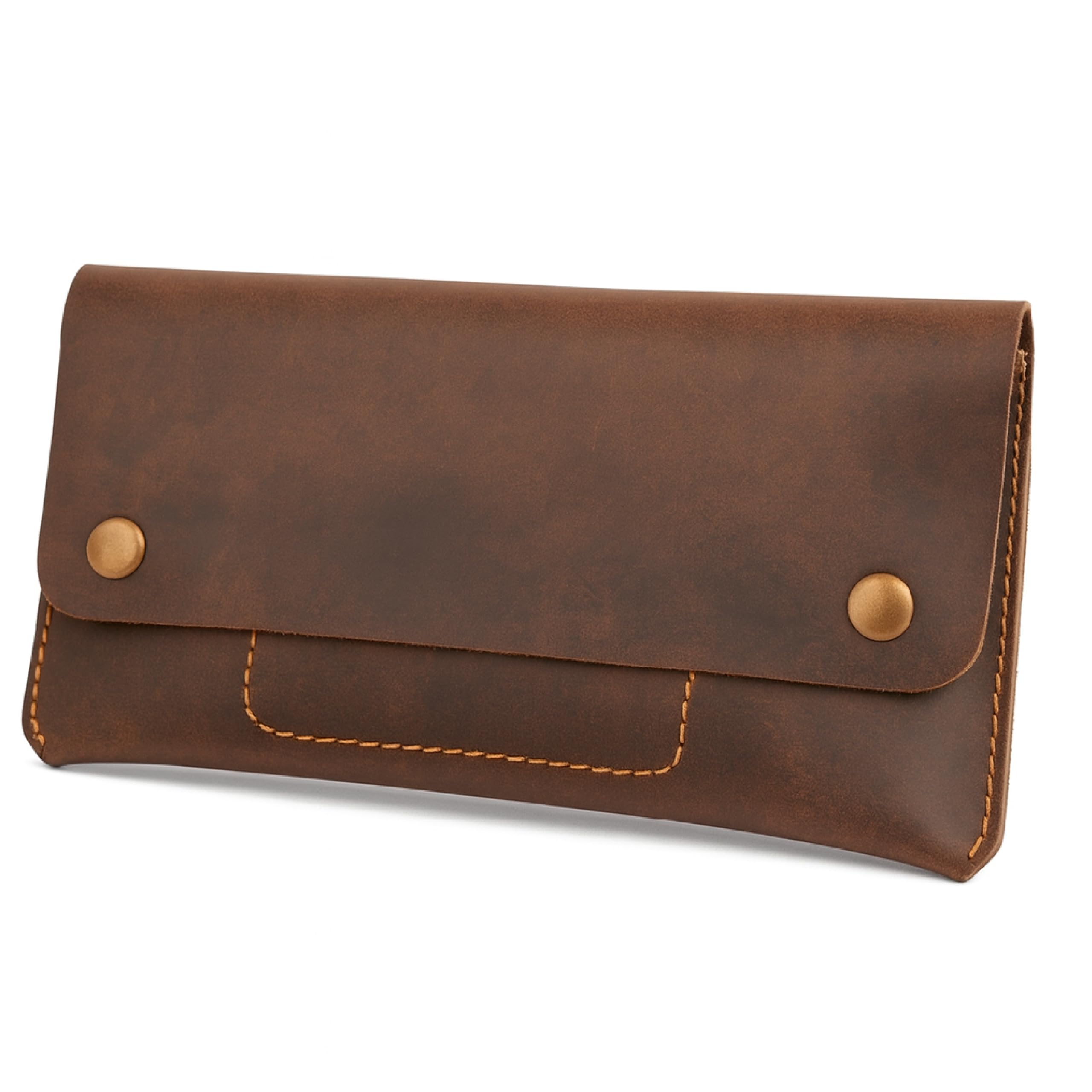 Leather Money Bag Currency Organiser Pouch, Dollar Bills Holder, Bills Organizer with Mobile Pocket, Money Envelope For Men and Women (Brown)