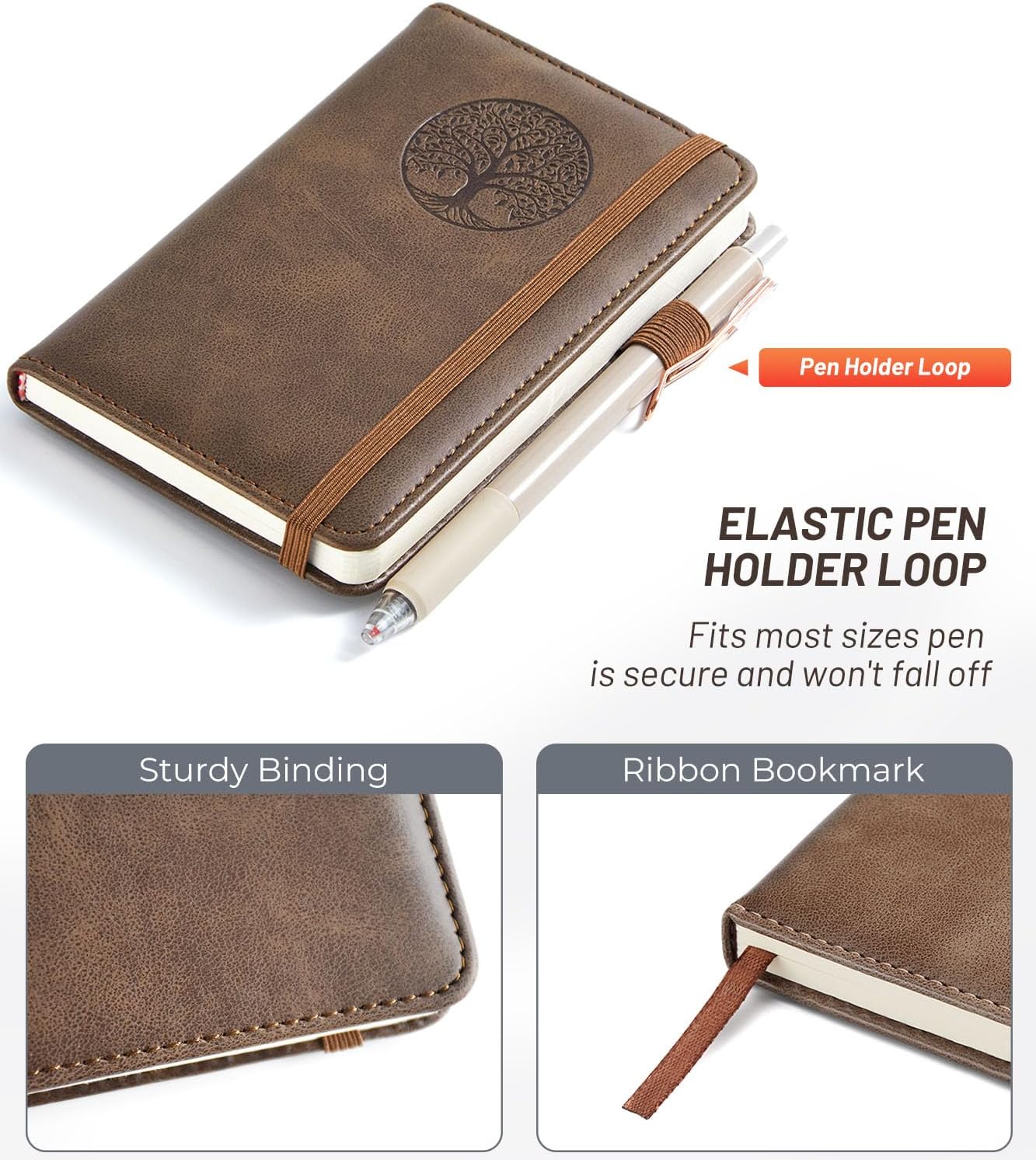 Small Pocket Notebook, Mini Address Book & Password Book (Brown) thumbnail
