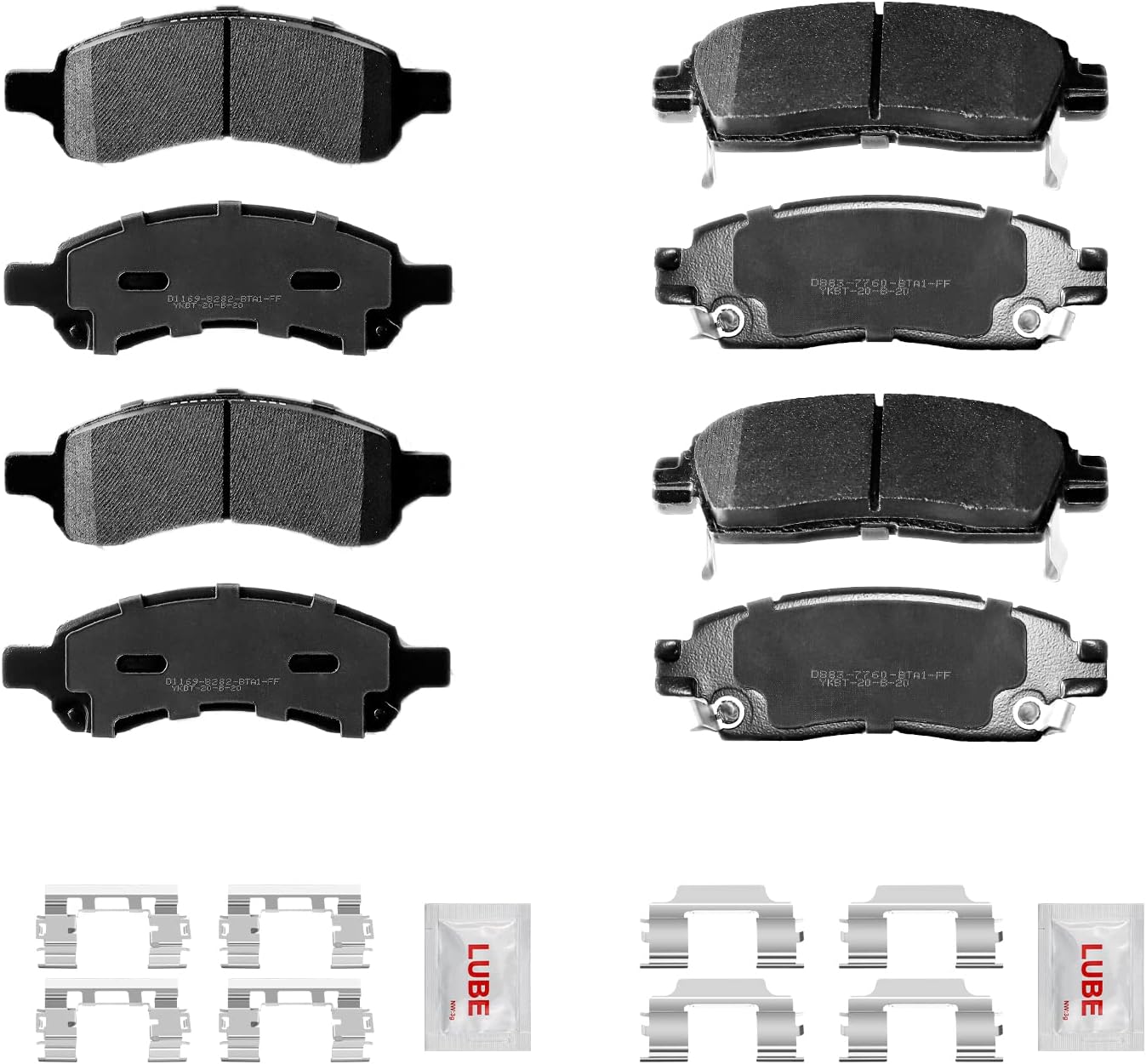 - Front Rear Ceramic Brake Pads w/Hardware For 2009-2017 Chevrolet Traverse, 2006-2009 TrailBlazer, 2007-2016 GMC Acadia, Envoy, Buick Enclave, Rainier, Isuzu Ascender, Saab 9-7X, Saturn Outlook