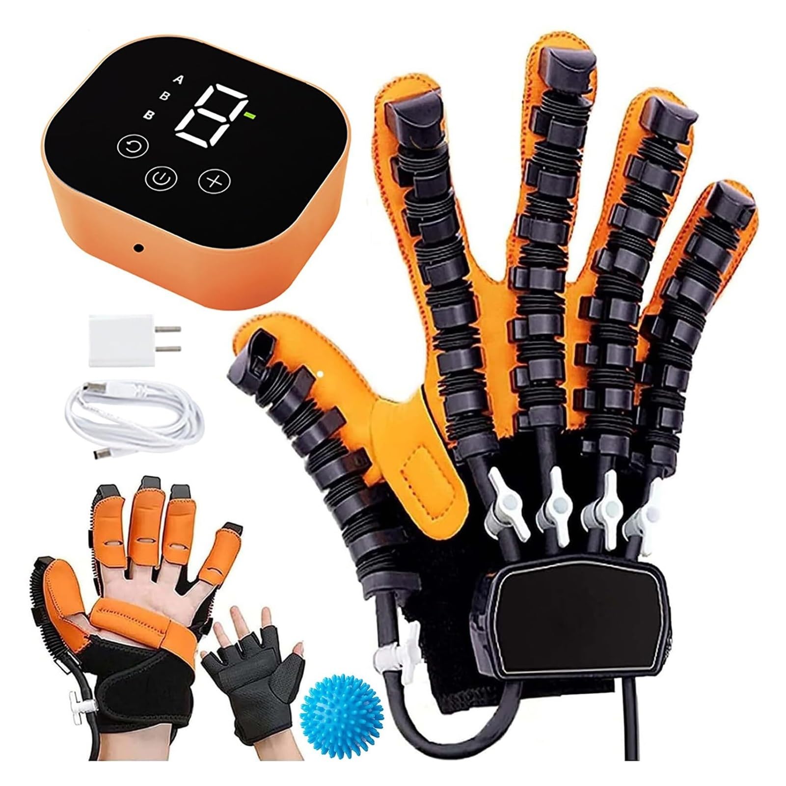 Rehabilitationshandschuh für Schlaganfall & Hemiplegie - Handtherapie-Gerät mit 5-Stufen-Intensität, Finger-Reha-Trainer für Zuhause (Links/Rechts, 5 Größen)(Left Hand M)