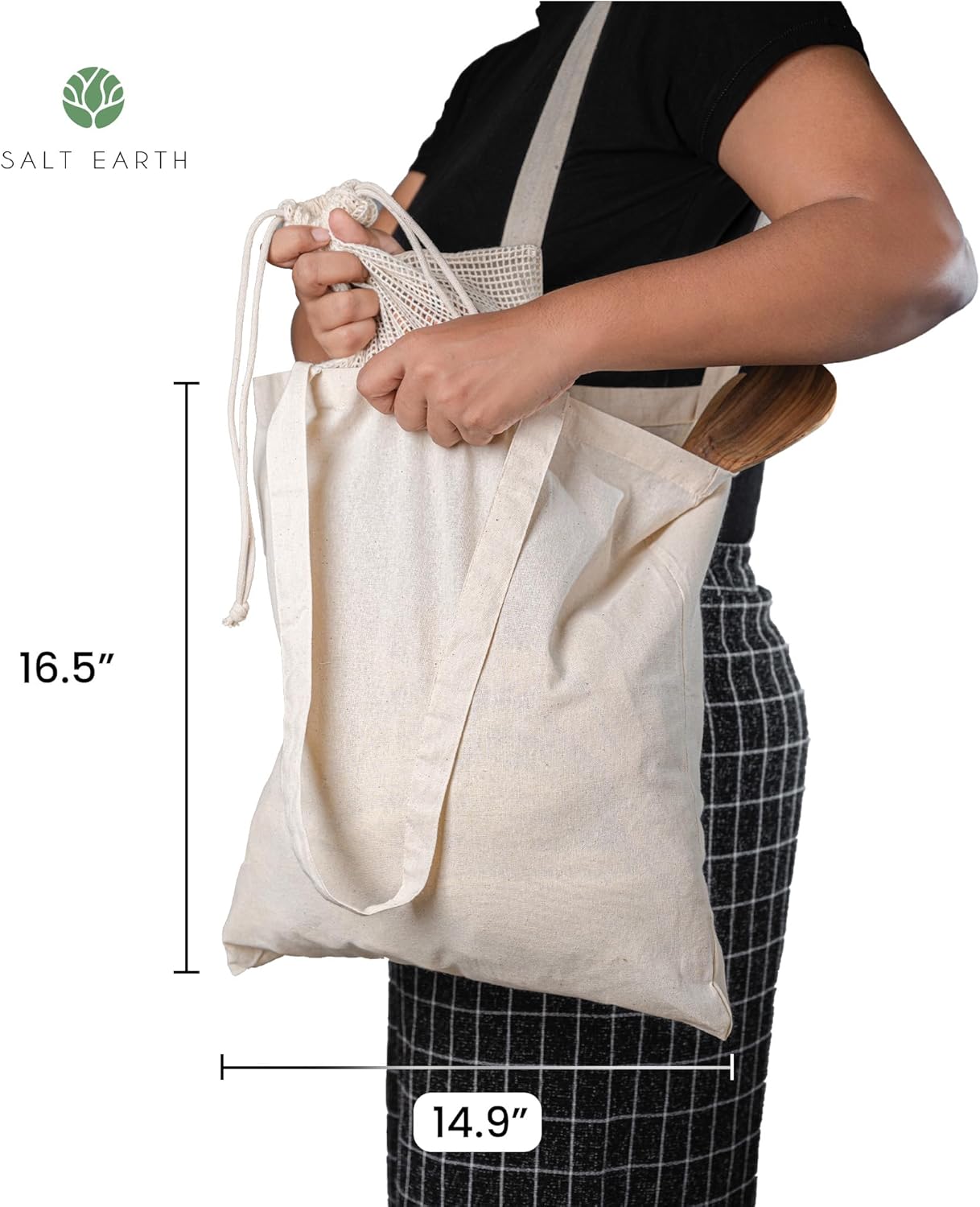 Salt Earth 100% Cotton Tote Bag, Canvas Tote Bags Bulk, Reusable Totes for Grocery, Shopping, Beach, Storage, Travel & Gift