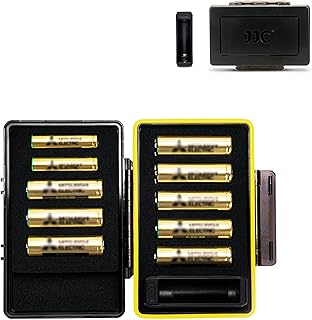 JJC AAA AA Battery Organiser Storage Case with Battery Tester, Portable Waterproof Hard Holder Batteries Organizer with Battery Checker Holds 10 Batteries for AAA AA