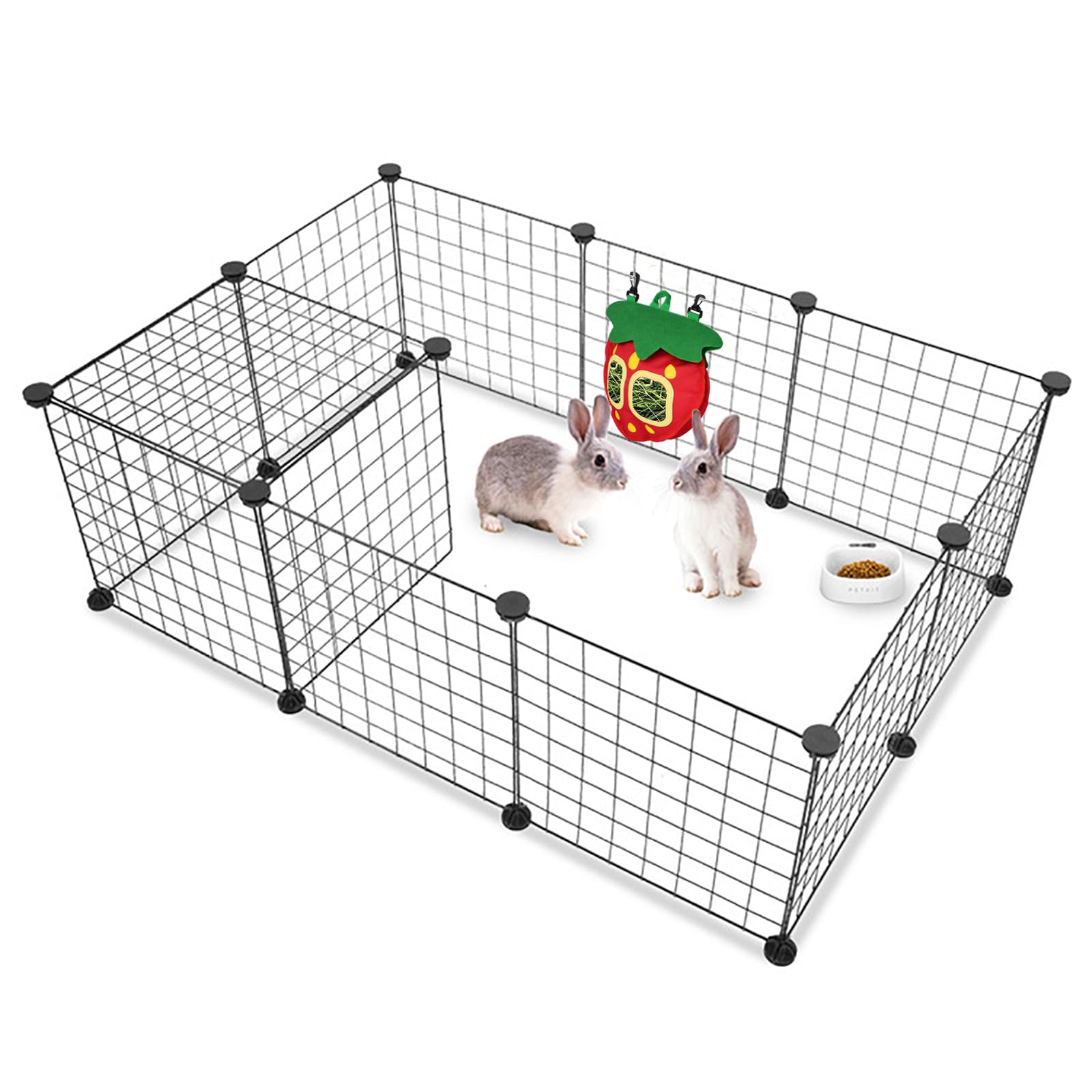 GKYZBB Rabbit Hay Feeder Bag for Cage Guinea Pig Timothy Hay Dispenser Storage Manger Hanging Large Less Waste for Bunny (Strawberry) - image 4