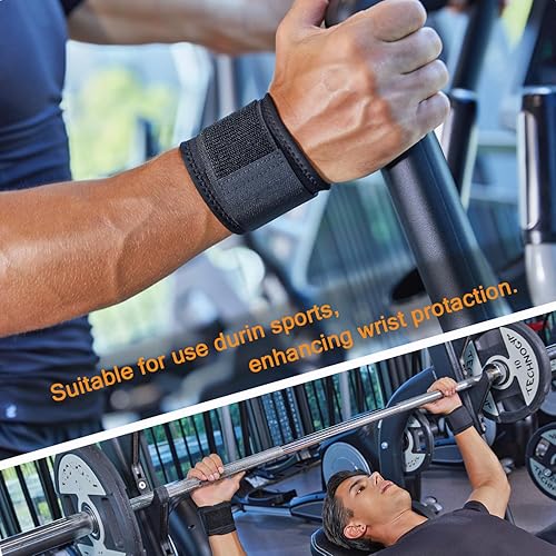 Miniatura 4 de GENERIC Paquete de 2 correas de compresión de muñeca y soporte ajustable, muñequera túnel carpiano para hombres y mujeres, entrenamiento, dolor de