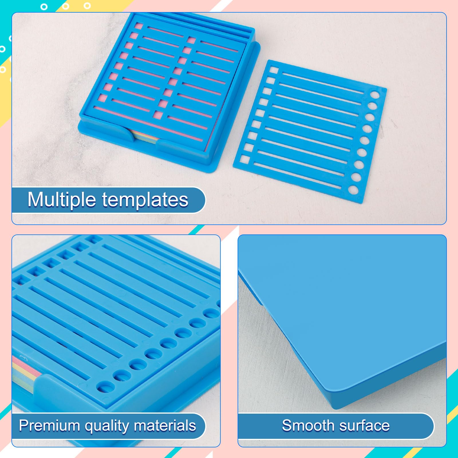 PEUTIER Sticky Note Dispenser with Stencil, 3x3 Inch Self-Sticky Notes, 100 Count, Office School Supplies - Image 4