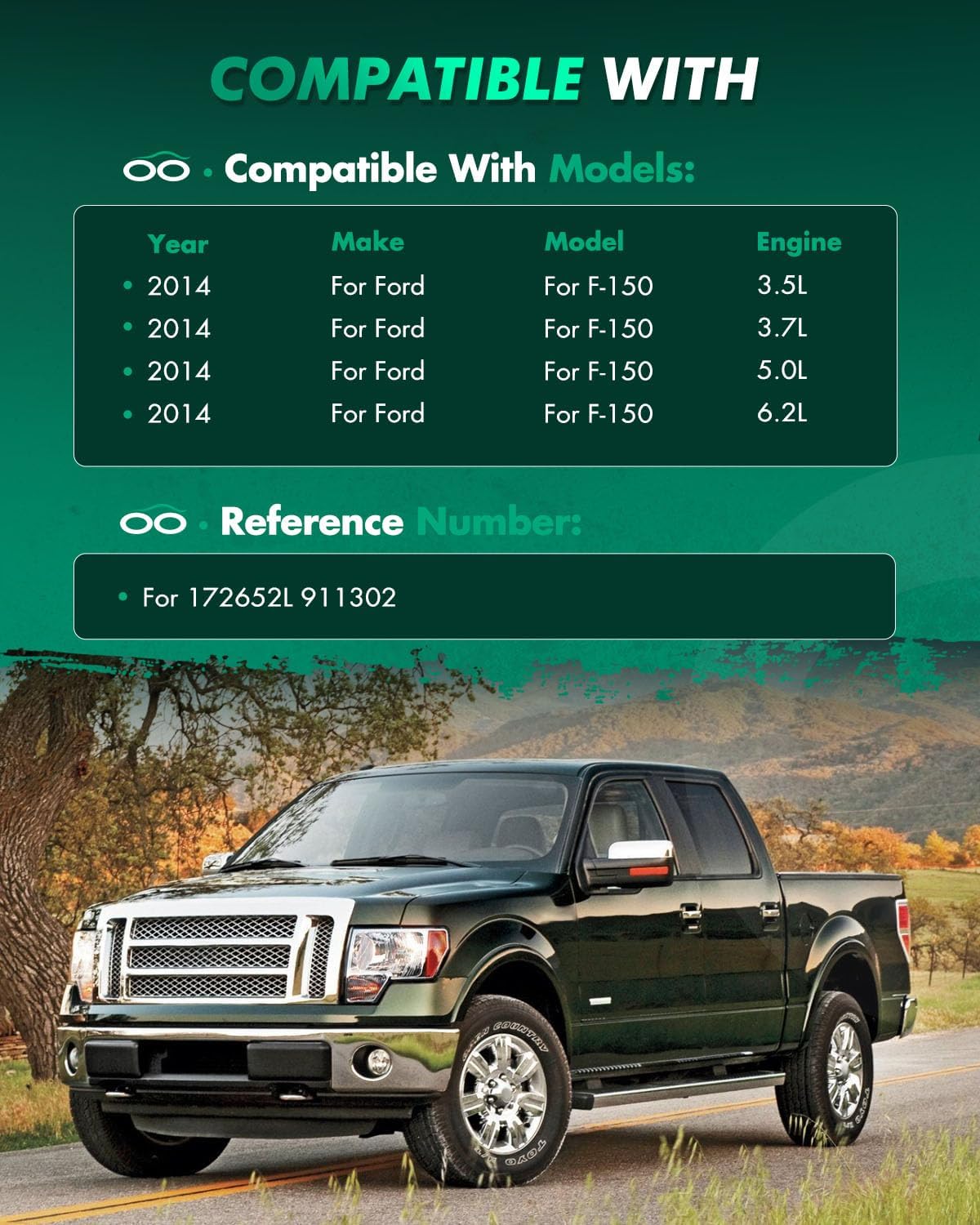 SCITOO - 2Pcs Front Complete Struts Spring Assembly + 2Pcs Rear Shock Absorbers Fits 2014 for Ford for F-150 Full Set Front Rear Complete Struts with 172652L 911302 - Set of 4