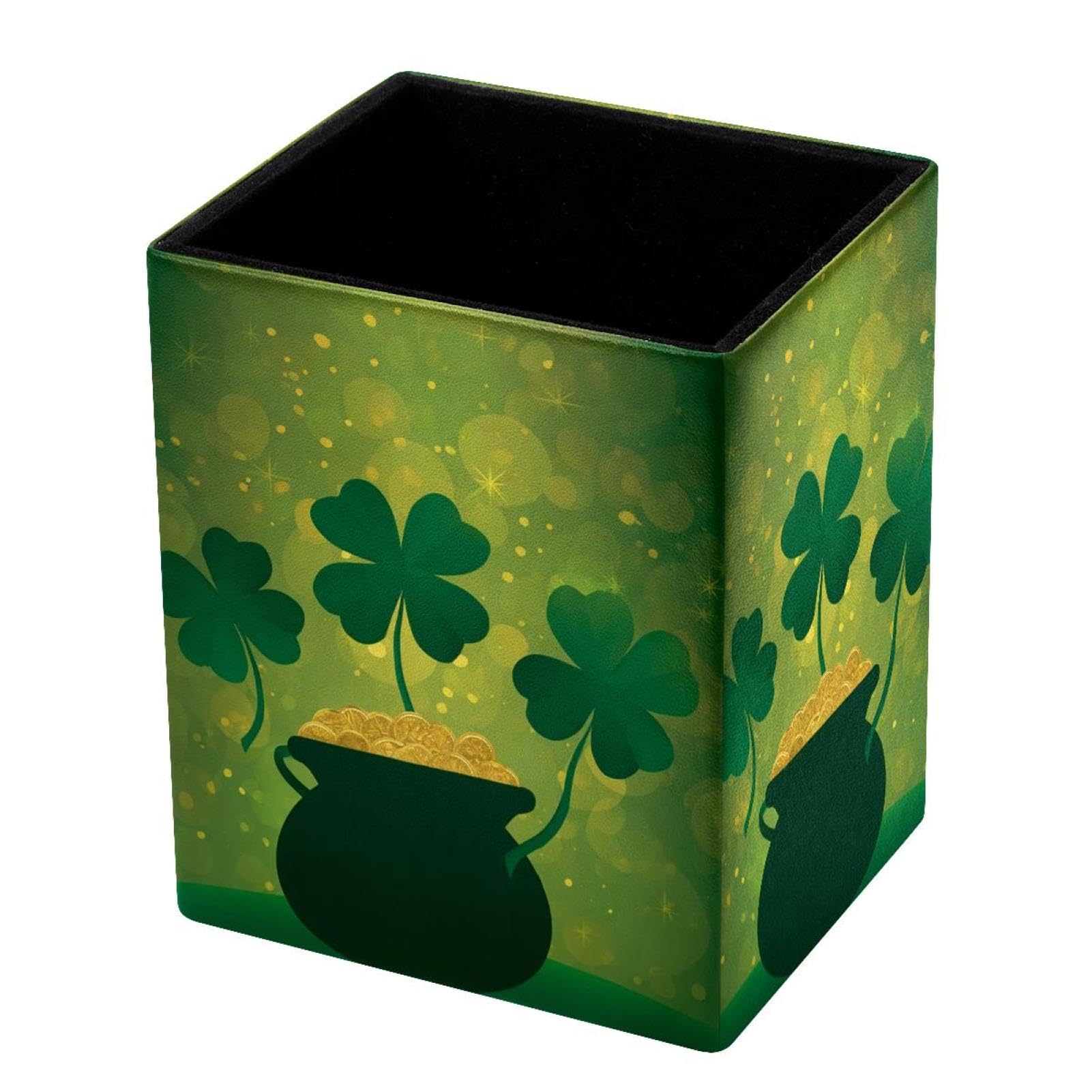 VAPOKF Pencil Holders for Desk, Shamrock Printed Pen Holders Pen Pot Makeup Brushes Storage Desktop Stationery Supplies Organiser for Home Office