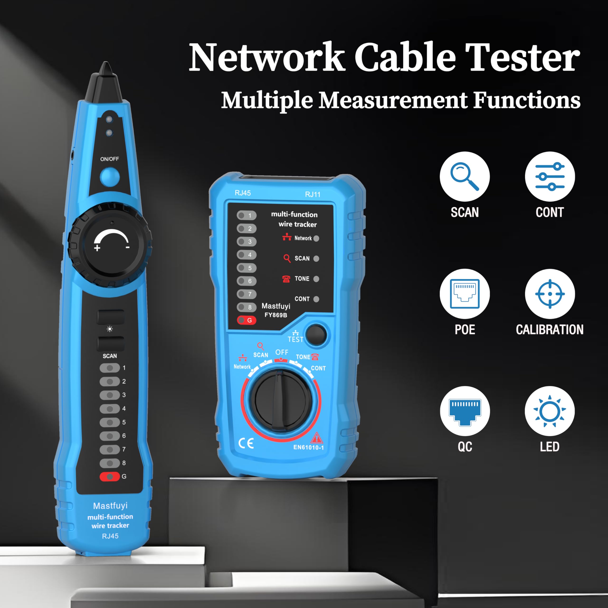 Testeur de Câble Réseau, Traceur de Câble de Signal Numérique avec Tonalité de Sonde, Détecteur de RJ11 RJ45, Maintenance Collationnement des Câbles Ethernet LAN Cat5 Cat6, Test de Ligne Téléphonique