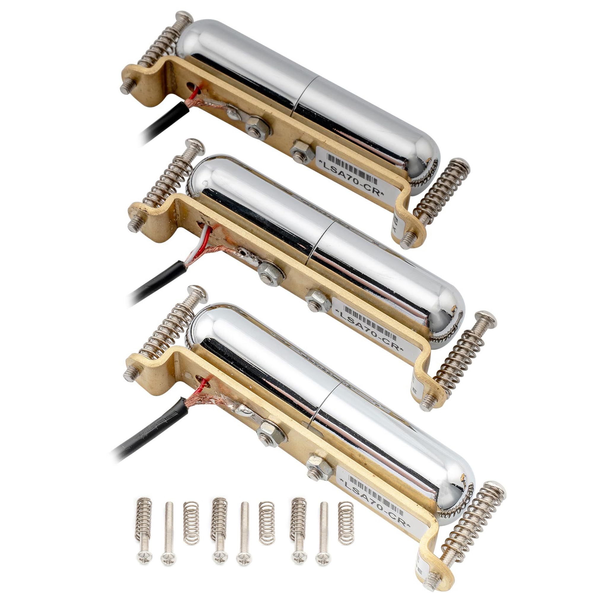 Artec Alnico 5 Lipstick Set Pastillas Single Coil Mástil Medio Puente para Guitarra Eléctrica estilo Strat, Cromado