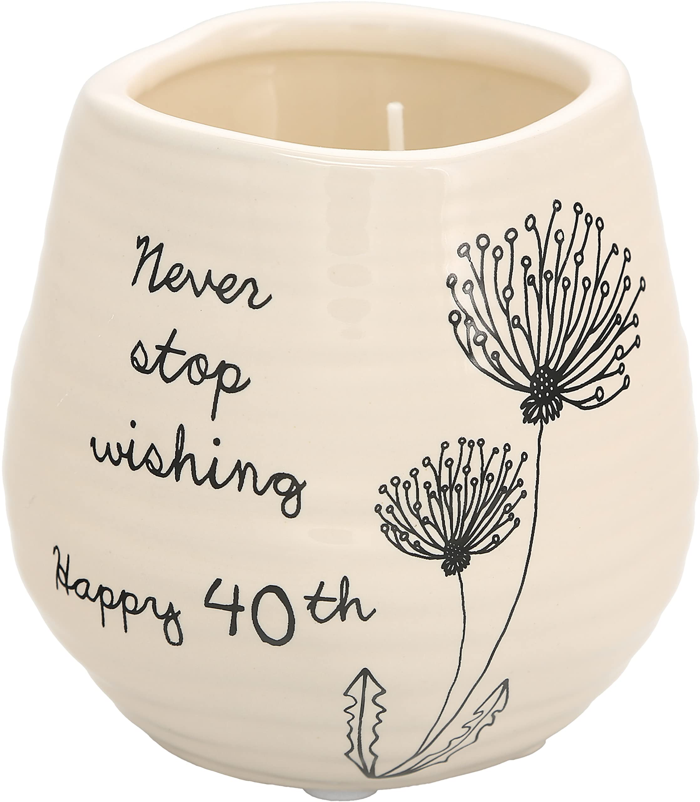 Pavilion Gift Company Never Stop Wishing Happy 40th Birthday - 8 oz Soy Wax Candle with Wick in A Yellow Ceramic Vessel 8 oz-100 Scent: Serenity, 3.5 Inch Tall