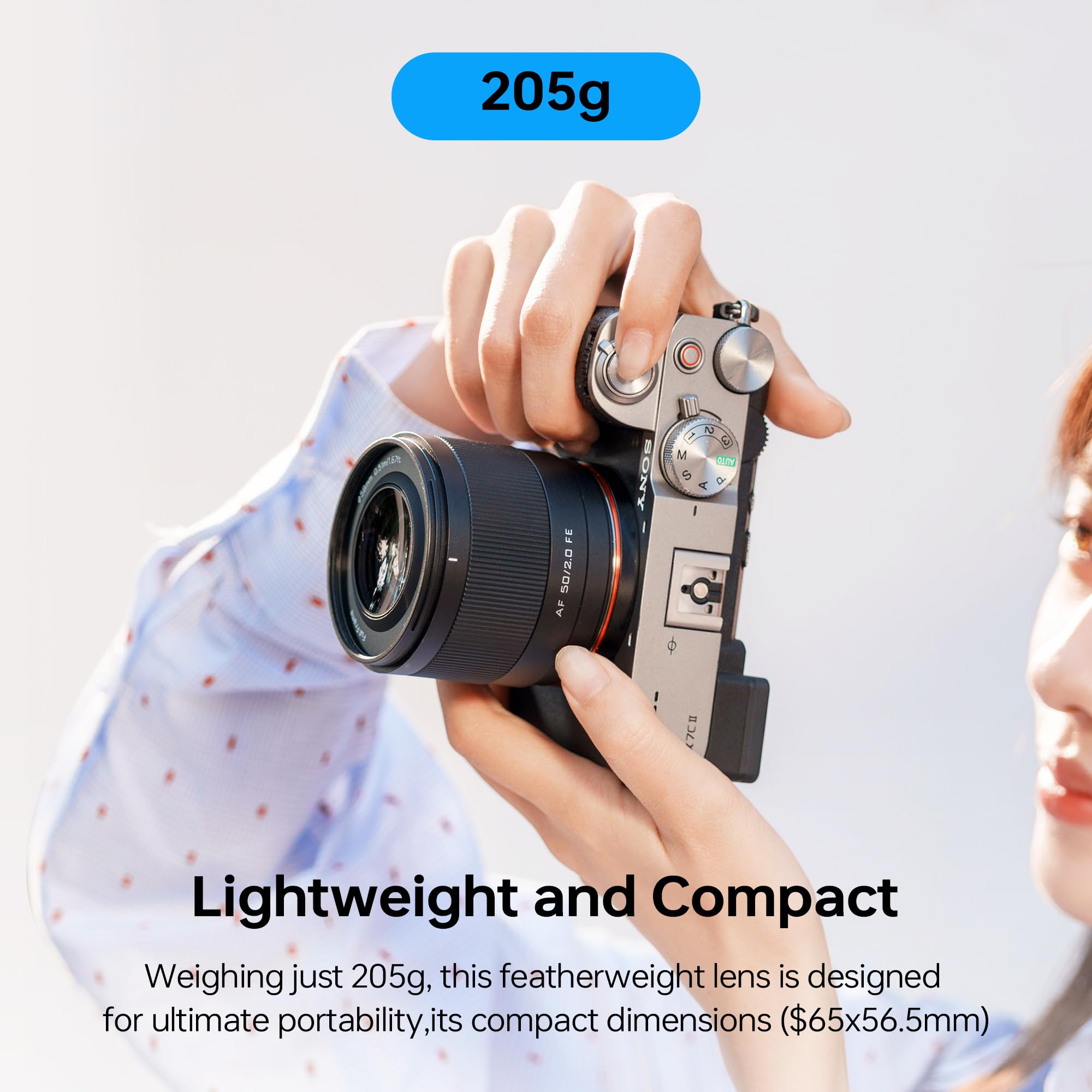 VILTROX AF 50mm F2.0 Air E Lens for Sony E Mount, F/2.0 Large Aperture