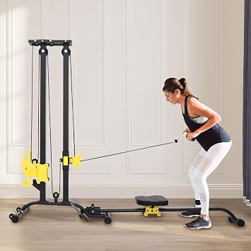 All-in-One Workout Machine Home Gym, Heavy Duty Strength Training Bench Press with LAT Pulldown&Cable Crossover System Heavy Duty Steel, 220 lb Capacity, Free Standing