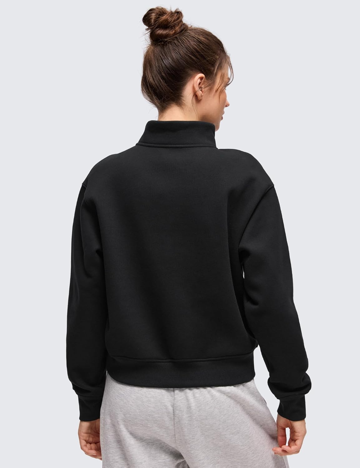 CRZ YOGA Cotton Fleece Lined Half Zip Sweatshirt for Women - Pullover Funnel Neck Workout Casual Sweat Shirts with Pocket - Image 2