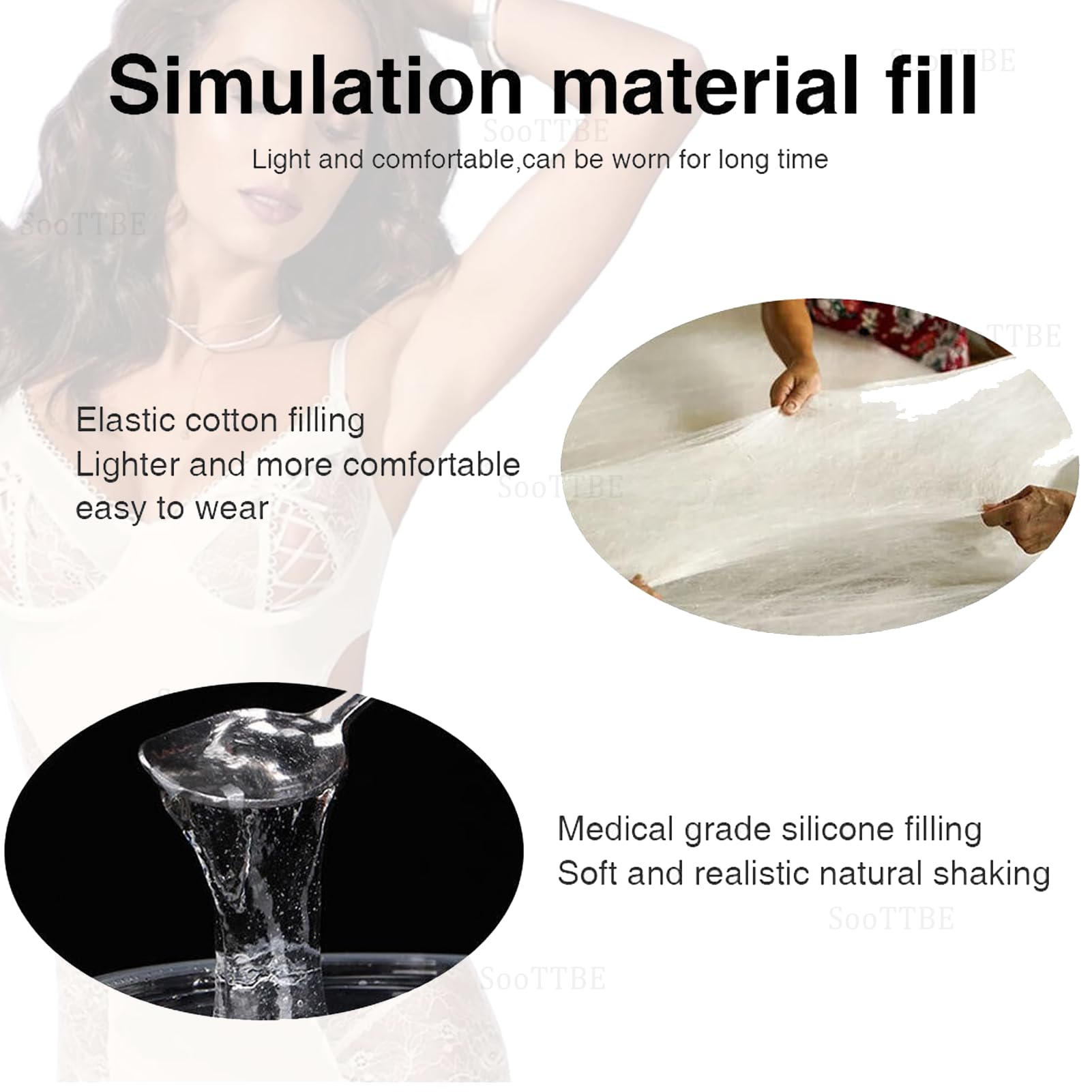 Pettorale in Silicone Pieno Coppa B-E Seno Realistico Girocollo Stile Morbido Potenziatore di Tette Finte per Cosplay Crossdresser