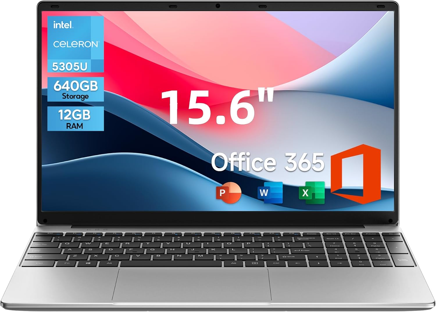 jumper Laptop, 12GB RAM 640GB ROM, Office 365-1 Year 5305U Processor, 15.6 Inch Computer, FHD IPS Screen, 38Wh Battery, 2 Stereo Speakers, USB3.0 * 2, HDMI.