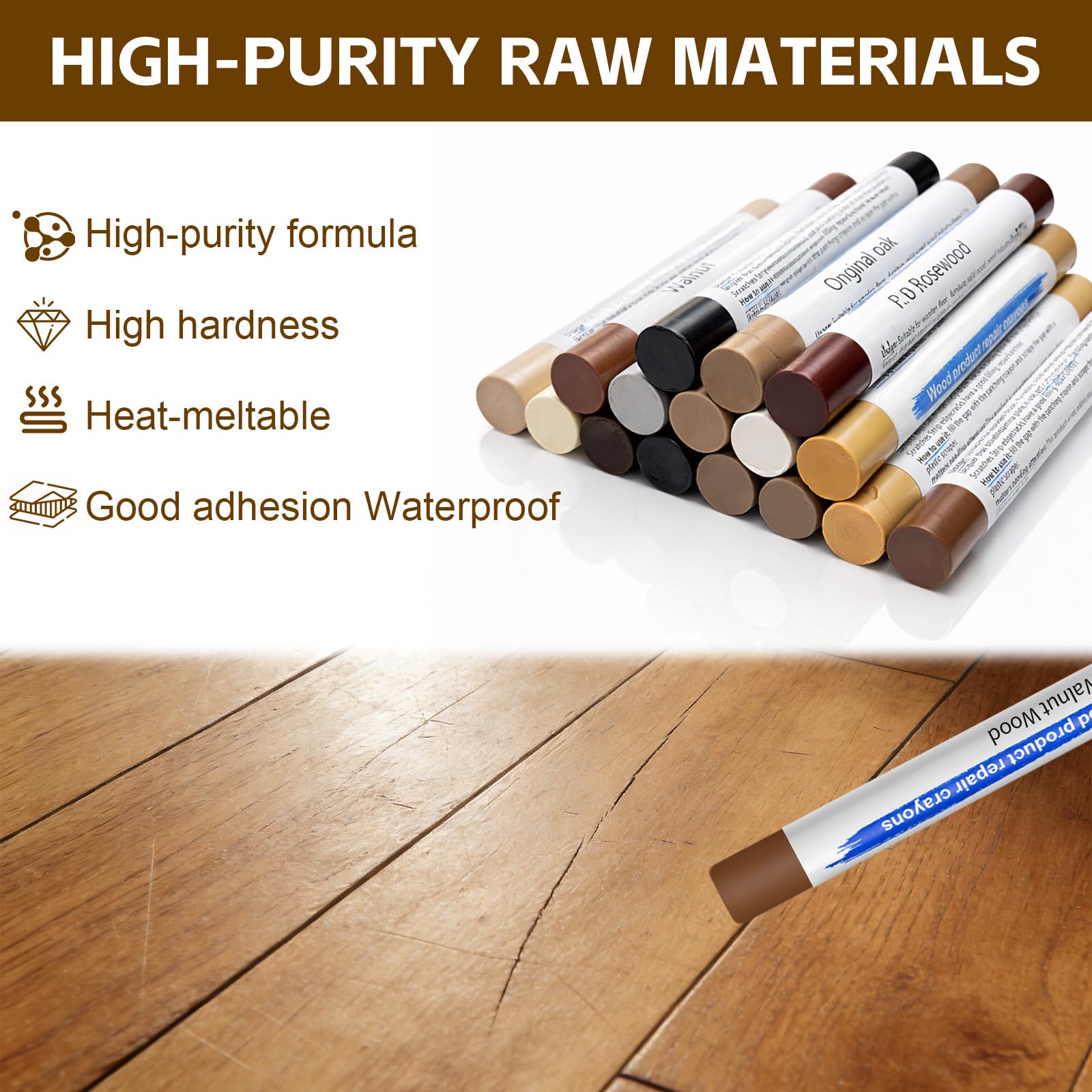 Stucco per Legno Riempitivo 16 Colori , Stucco per Legno, Stucco Legno, Stucco per Marmo, Kit Riparazione Piastrelle, Set di Cera per Legno per Laminato, Legno, PVC, Piastrelle