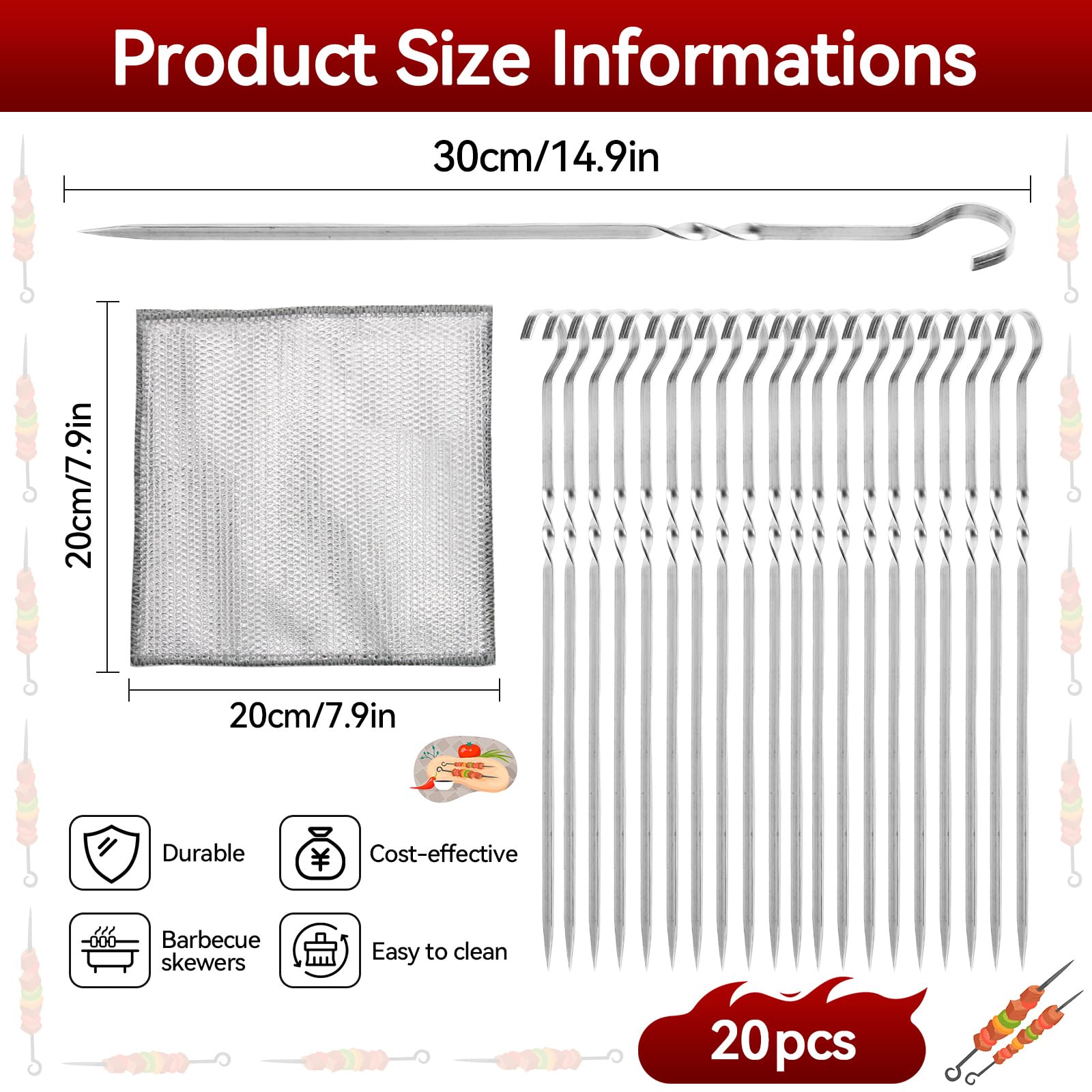 30 Forchette Doppie Per Pannocchie In Acciaio Inox, Manico Ergonomico, Spiedini Per Barbecue, Mais, Frutta, Antiruggine - 3