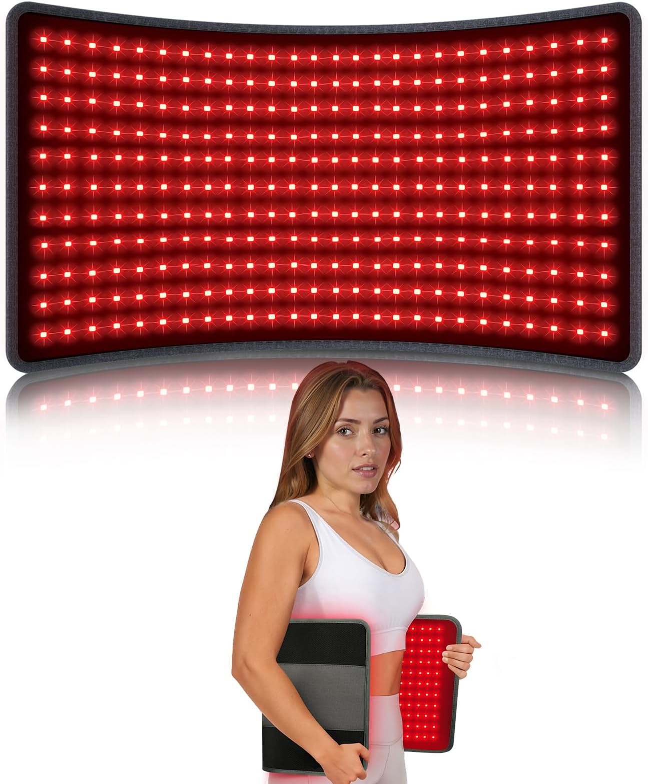 Comfytemp 12'' x 24'' Red Light Therapy Mat for Body, Wearable Near Infrared Light Therapy Pad, 660nm & 850nm Light Blanket for Back Belly Knee