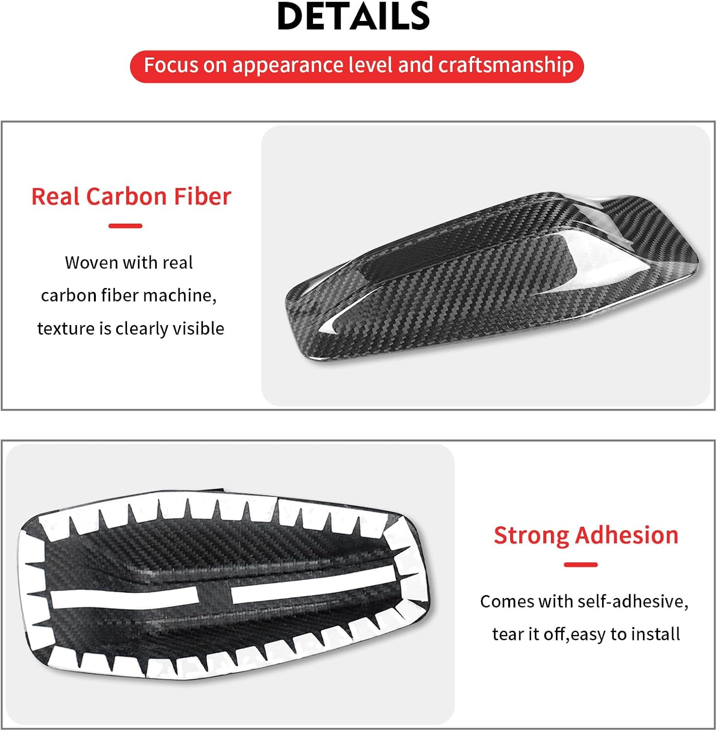 Compatible with Antenna Cover Shark Fin Trim Hood Real Carbon Fiber Automotive Roof Aerials for BMW 1 2 4 7 Series U60 F26/G26 I4 U11(Black)