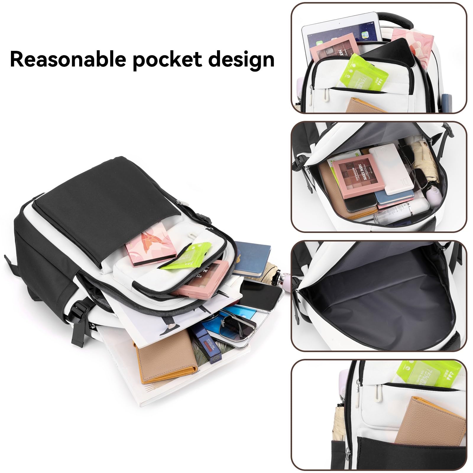 HZWLFA Travel Backpack for Women and Men,Airline Approved Business Work,18-Inch Black Backpack Waterproof,Lightweight Daypack for Work,Hiking,Casual Travel