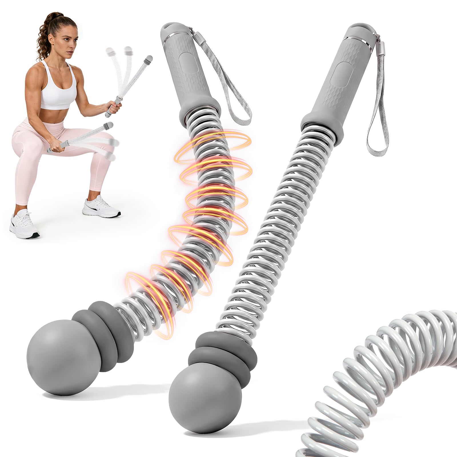 KUZARO Upgrade Weighted Ropeless Battle Ropes for Women, Quiet Adjustable Cordless Battle Ropes for Home Gym HIIT Cardio & Strength Training, Portable Exercise Rope for Arm & Core, Apartment Gear