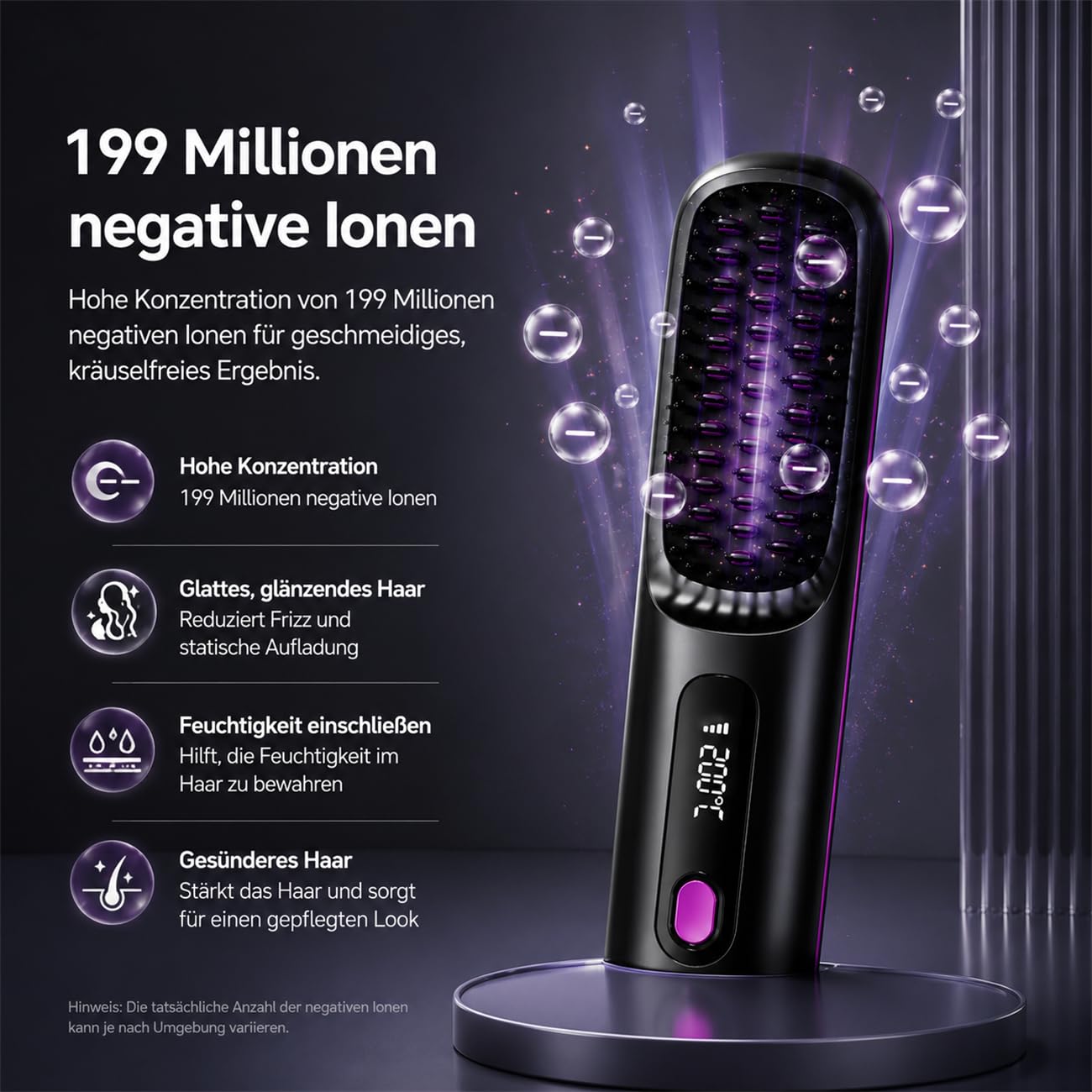 Stylingbürste für kurze Haare – Warmluftbürste mit Keramikbeschichtung, Anti-Scald Design, 3 Temperaturstufen, kompakt & tragbar für Volumen, Glätten & Locken