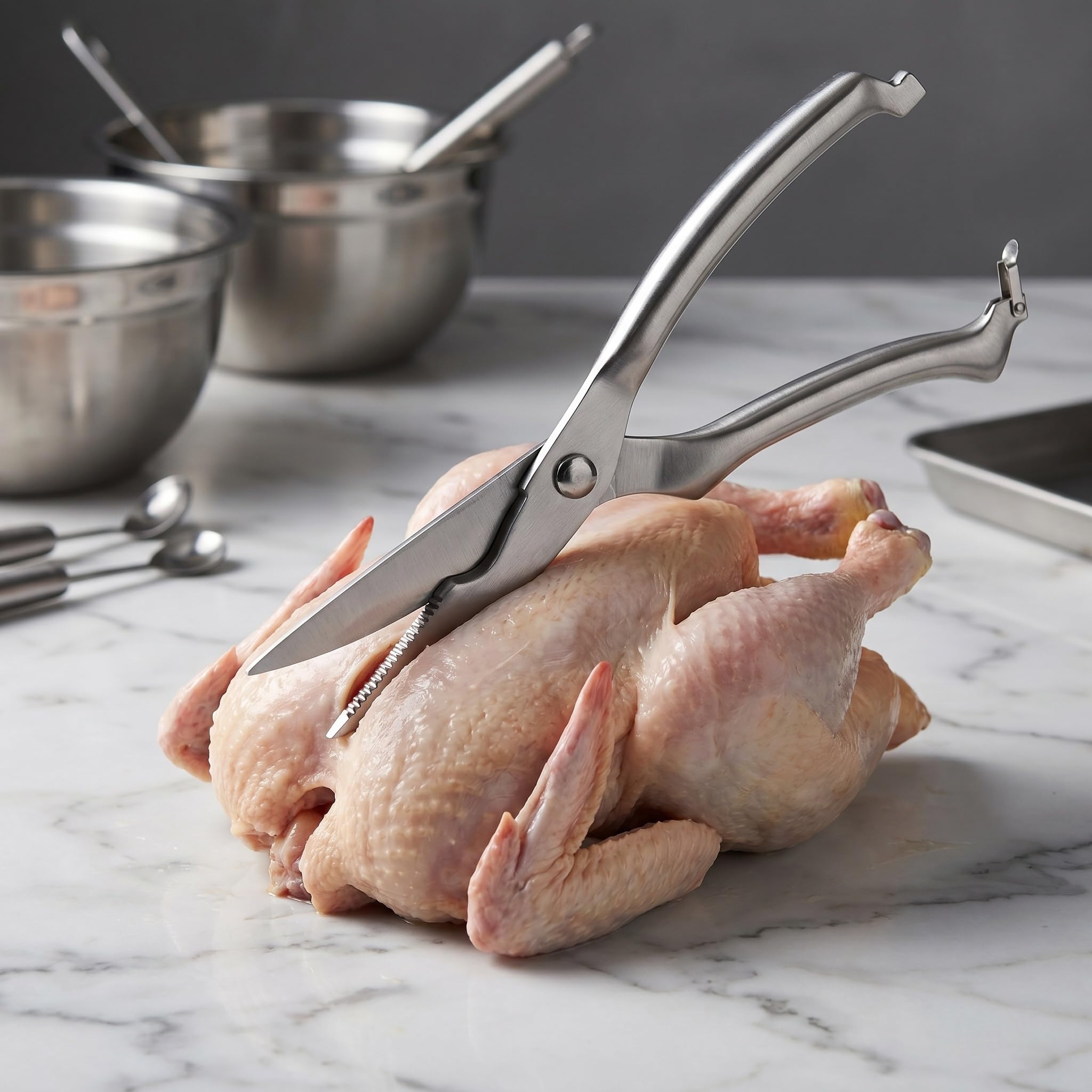 Tijeras De Cocina De Primera Calidad: Tijeras De Acero Inoxidable De Alta Resistencia para Aves, Pescado Y Carne. Tijeras Versátiles para Cocinar Que Facilitan El Corte.