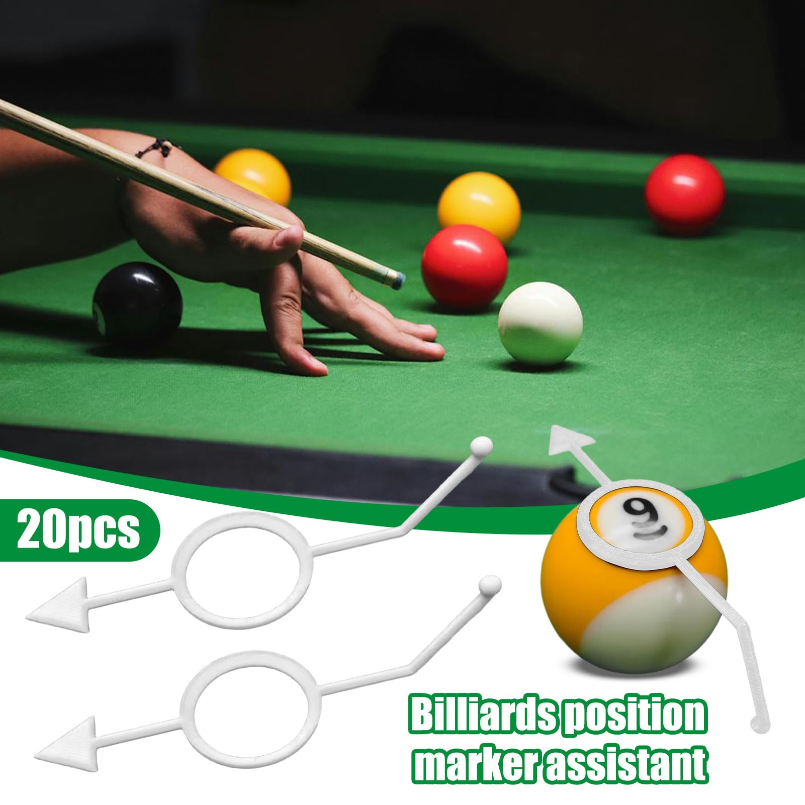 Genérico Billiards Aiming Trainer, 20-Piece Precision Portable Ball Guide Set, Complete Ball Position Marker System, Pool Training Aid for Adults Professionals Beginners Amateurs Enthusiasts Women — view 9